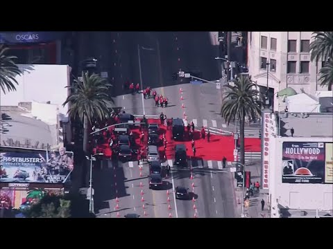 Protestors gathered outside of Oscar’s red carpet