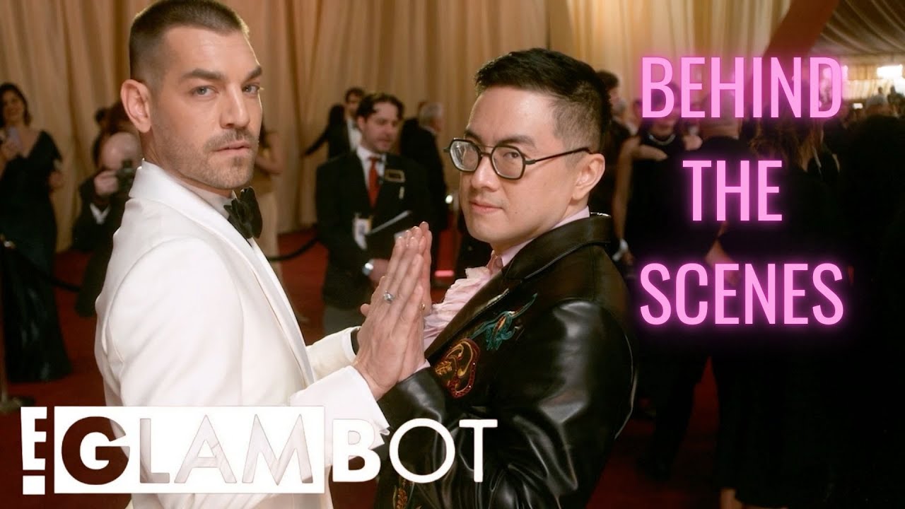 E! GLAMBOT:  Bowen Yang  BTS at the 2025 Oscars