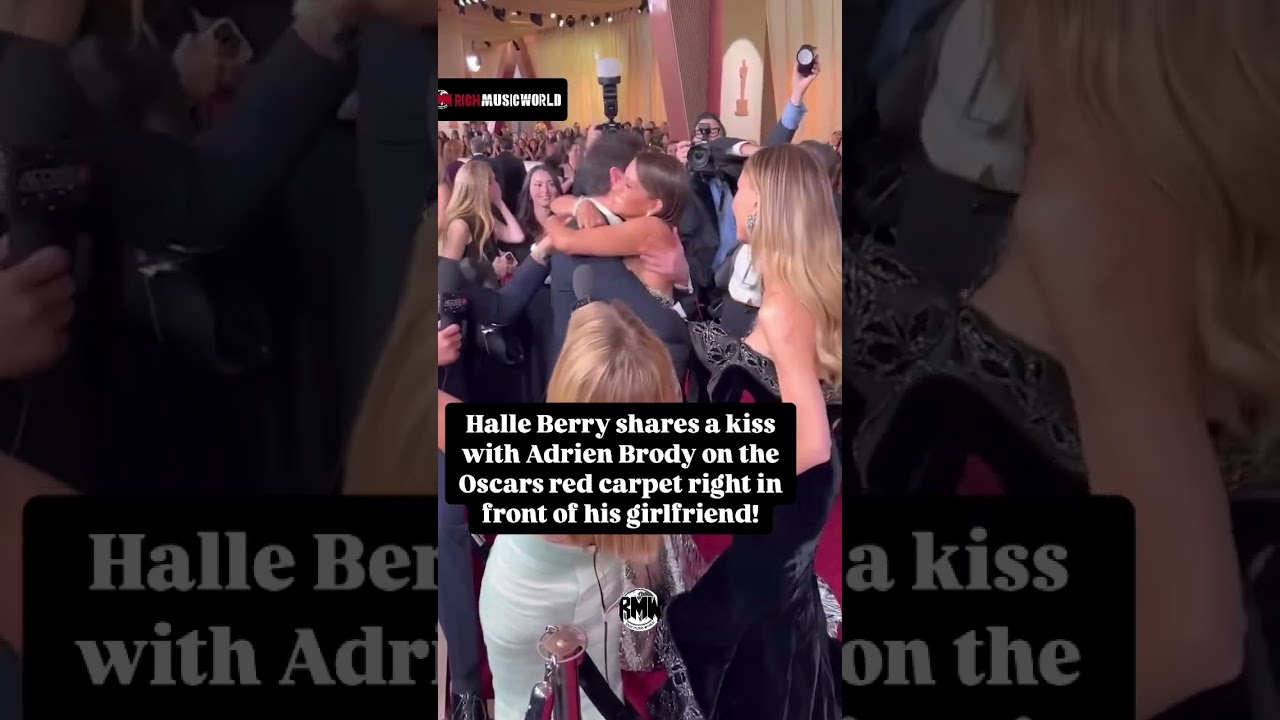 Halle Berry kisses Adrien Brody on the Oscars red carpet with his girlfriend right there!