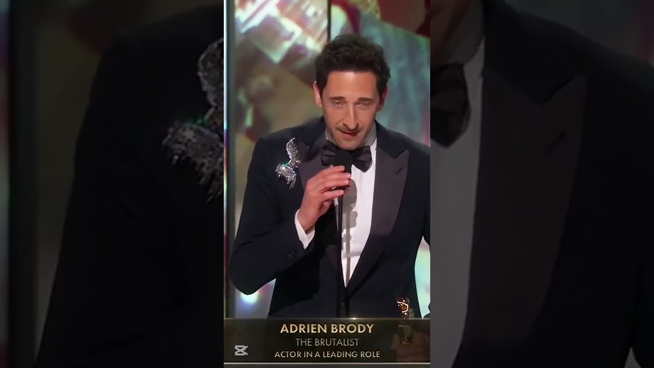 Oscar 2025  Adrian Brody accepts the award for best actor #adrienbrody #shorts #youtubeshort